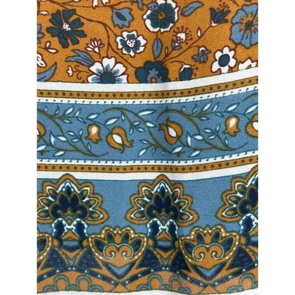 41 Hawthorn Sleeveless Tunic Top Side Tie Neckline Golden Dijon Floral Size L - Picture 5 of 8